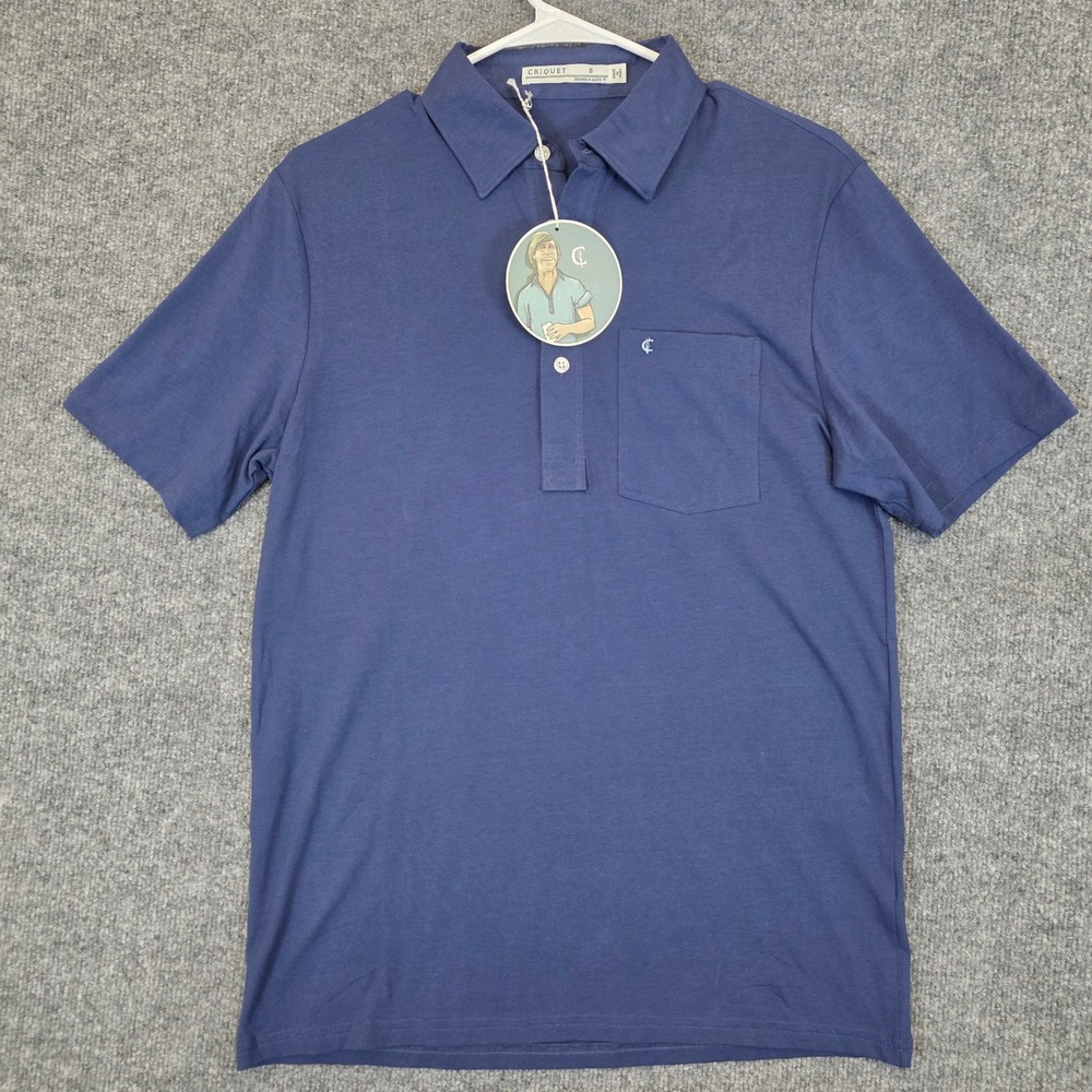 Criquet Polo Shirt Mens Small Blue Pima Cotton Short Sleeve Golf NWT